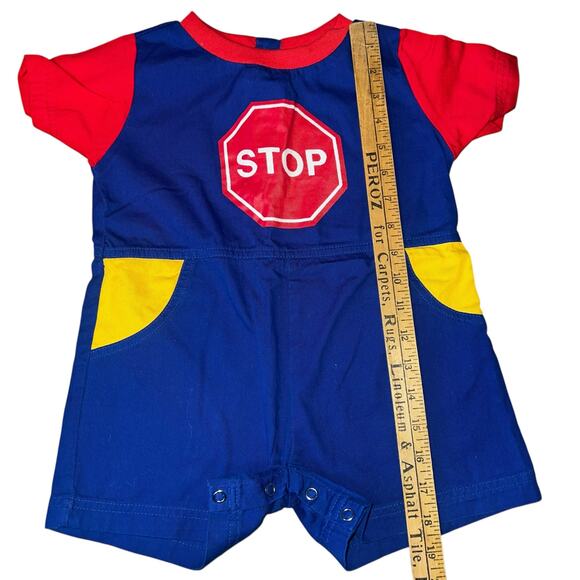 Vintage 90s color block primary colors stop sign short romper youth size 4t - Picture 5 of 7